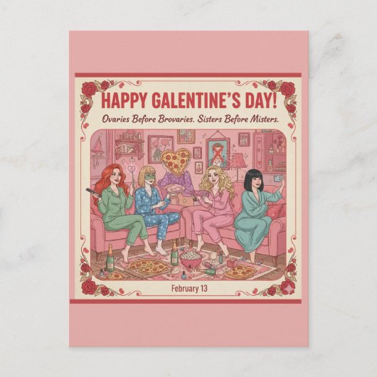 Personalized Happy Galentine's Day Postcard ポストカード (正面)