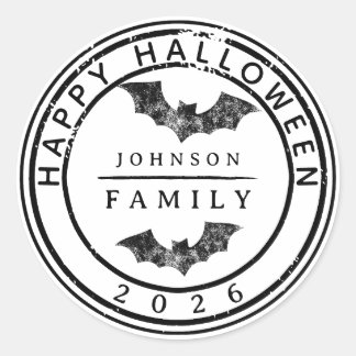 Personalized Happy Halloween Custom Family Name ラウンドシール