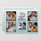 Personalized Happy Hanukkah Card with 5 Photos シーズンカード (正面/裏面)