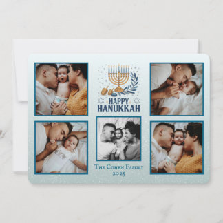 Personalized Happy Hanukkah Card with 5 Photos シーズンカード