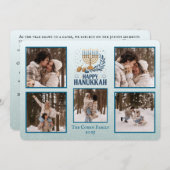 Personalized Happy Hanukkah Card with 5 Photos シーズンカード (正面/裏面)