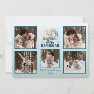 Personalized Happy Hanukkah Card with 5 Photos シーズンカード