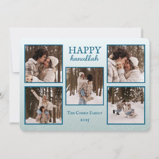 Personalized Happy Hanukkah Card with Photos シーズンカード (正面)