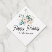 personalized happy holiday green flower christmas フェイバータグ (正面)