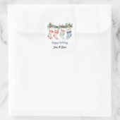 Personalized Happy Holidays Christmas Stocking スクエアシール (バッグ)