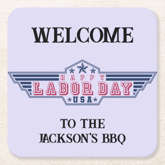 Personalized Happy Labor Day スクエアペーパーコースター (正面)