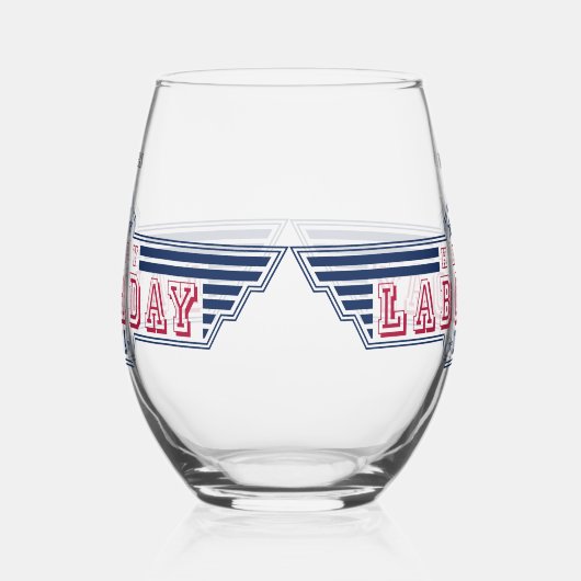 Personalized Happy Labor Day ステムなしワイングラス (右)