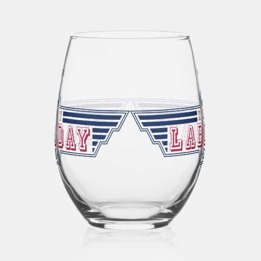 Personalized Happy Labor Day ステムなしワイングラス (左)