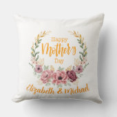 Personalized Happy Mother’s Day Floral Pillow クッション (正面)