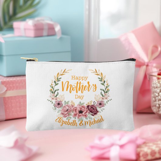 Personalized Happy Mother’s Day Floral Pouch アクセサリーポーチ