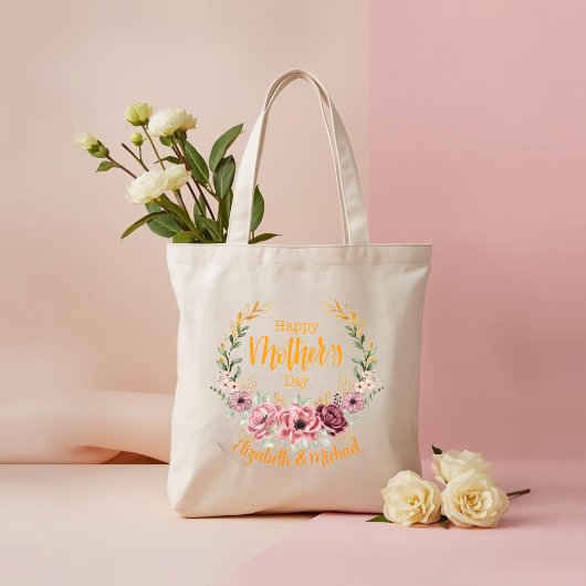 Personalized Happy Mother’s Day Floral Tote Bag トートバッグ