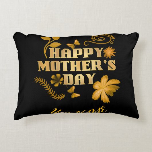 Personalized Happy Mother’s Day Gold Floral gift   アクセントクッション (正面)