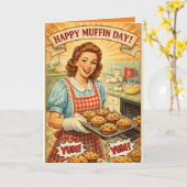 Personalized Happy Muffin Day Greeting Card カード (黄色い花)