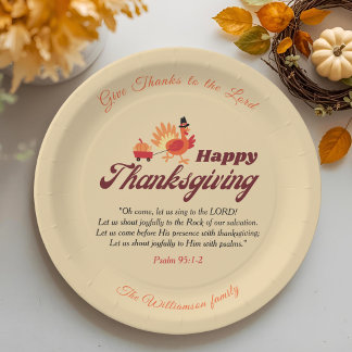 Personalized Happy Thanksgiving with Bible Verse  ペーパープレート