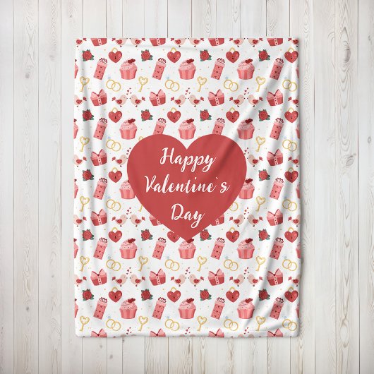 Personalized Happy Valentine’s Day Fleece Blanket フリースブランケット