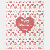 Personalized Happy Valentine’s Day Fleece Blanket フリースブランケット (正面)