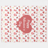 Personalized Happy Valentine’s Day Fleece Blanket フリースブランケット (正面(横))
