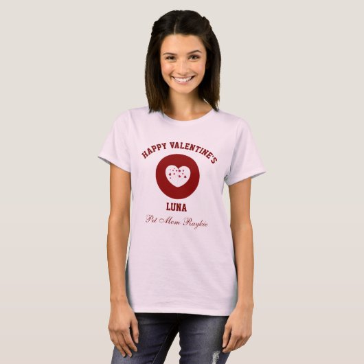 Personalized Happy Valentine's Day Red Pink Tシャツ (正面フル)