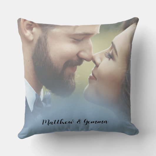 Personalized Happy Wedding Photo Collage クッション (裏面)