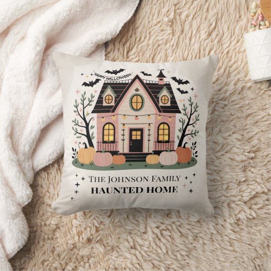 Personalized Haunted Home Halloween Spooky House クッション (ブランケット)