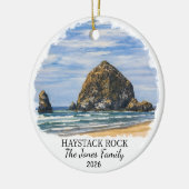Personalized Haystack Rock Ornament, Custom Oregon セラミックオーナメント (左)