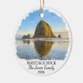 Personalized Haystack Rock Ornament, Custom Oregon セラミックオーナメント (左)