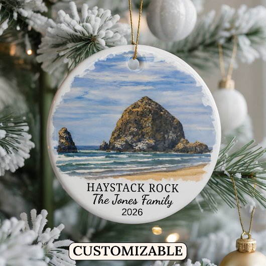 Personalized Haystack Rock Ornament, Custom Oregon セラミックオーナメント