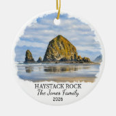 Personalized Haystack Rock Ornament, Custom Oregon セラミックオーナメント (正面)
