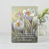 Personalized He Is Risen Crocus Floral Easter Card シーズンカード (スタンド正面)