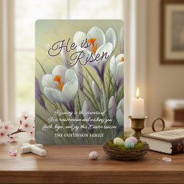 Personalized He Is Risen Crocus Floral Easter Card シーズンカード