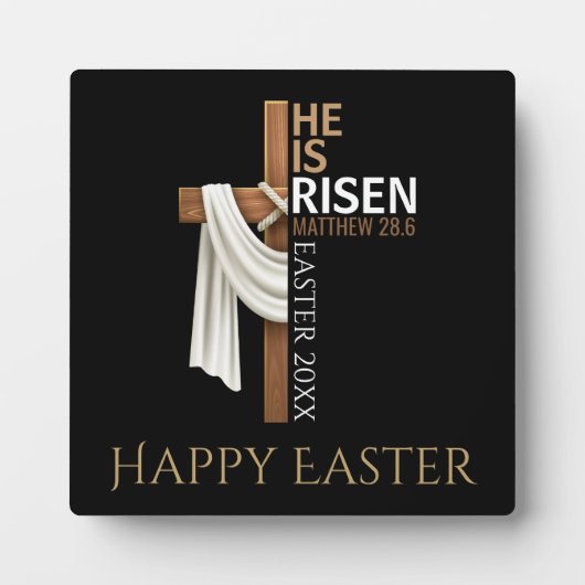 Personalized He Is Risen Cross Happy Easter フォトプラーク (正面)