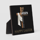Personalized He Is Risen Cross Happy Easter フォトプラーク (正面)