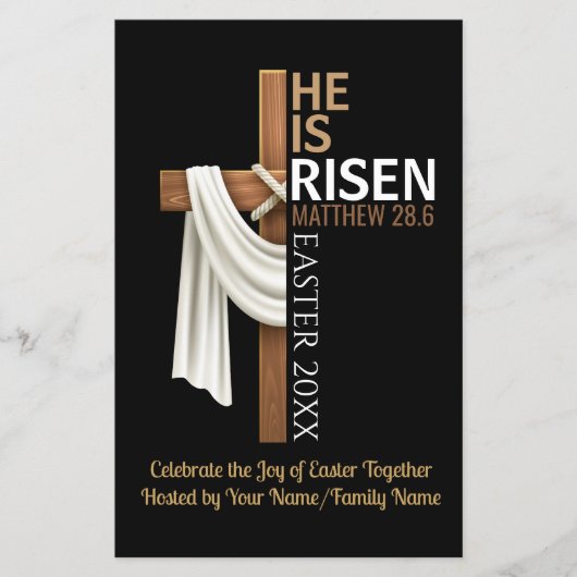 Personalized He Is Risen Easter Party Invitation チラシ (正面)