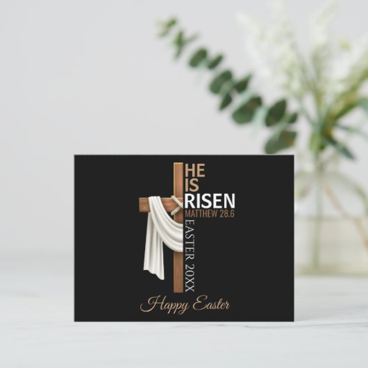 Personalized He Is Risen Happy Easter Christian ポストカード (スタンド正面)
