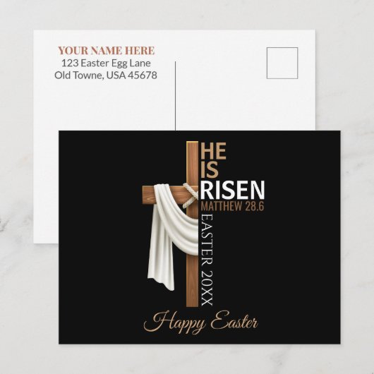 Personalized He Is Risen Happy Easter Christian ポストカード (正面/裏面)