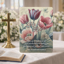 Personalized He Is Risen Tulips Floral Easter Card シーズンカード