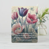 Personalized He Is Risen Tulips Floral Easter Card シーズンカード (スタンド正面)