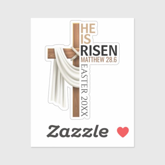 Personalized He Is Risen Vintage Easter Cross シール (シート)