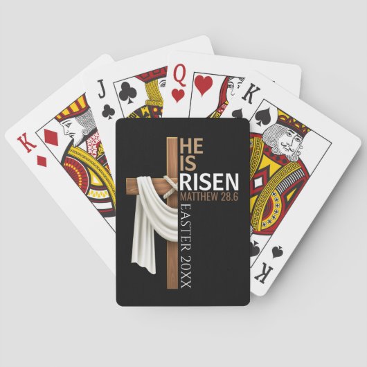 Personalized He Is Risen Vintage Easter Cross トランプ (裏面)