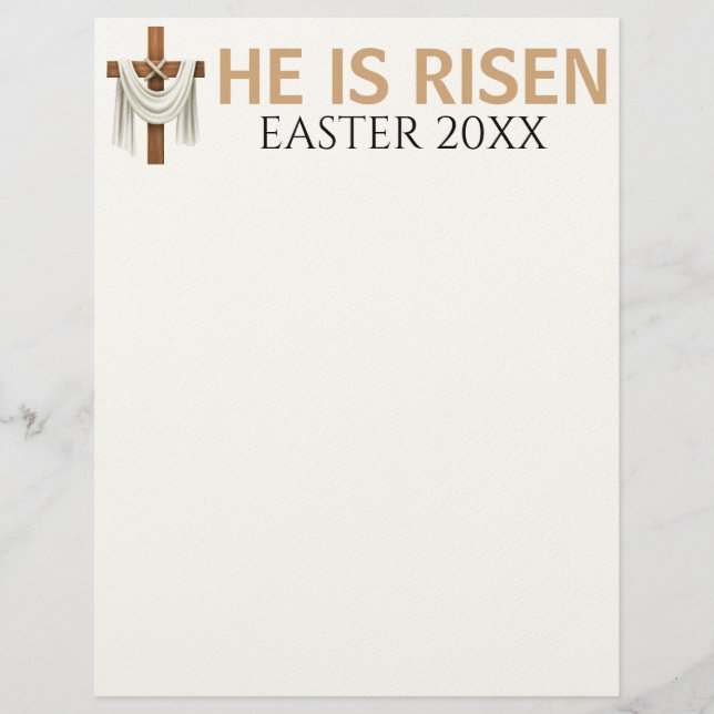 Personalized He Is Risen Vintage Easter Cross レターヘッド (正面)