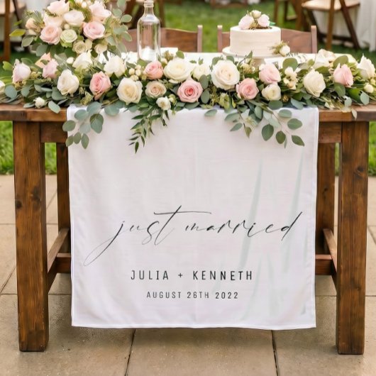 Personalized Head Table Decor Just Married Wedding タペストリー