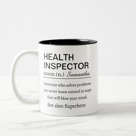 Personalized Health Inspector  Definition ツートーンマグカップ (左)