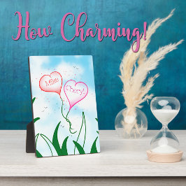   Personalized Heart Balloon Couple Name Plaque    フォトプラーク
