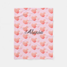 Personalized Heart Blanket Custom Name フリースブランケット