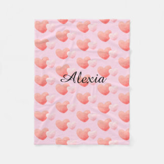 Personalized Heart Blanket Custom Name フリースブランケット