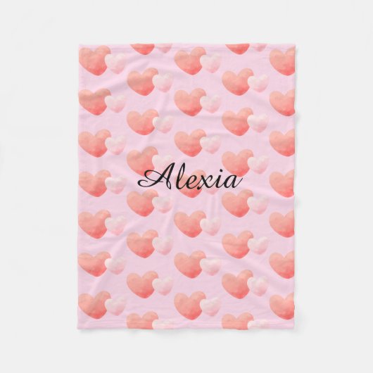 Personalized Heart Blanket Custom Name フリースブランケット (正面)