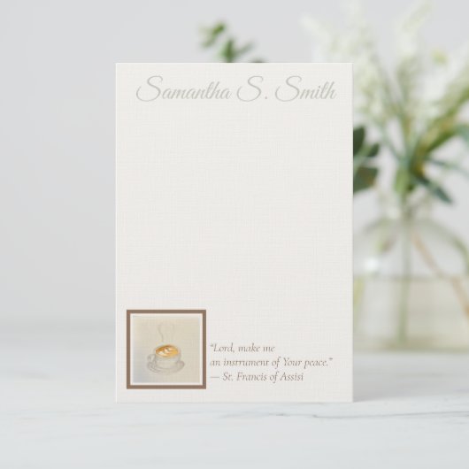 Personalized Heart Coffee Cup Flat Note Card 招待状 (スタンド正面)