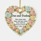 Personalized Heart Floral Bible Verse Ornament セラミックオーナメント (裏面)