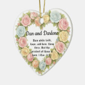 Personalized Heart Floral Bible Verse Ornament セラミックオーナメント (左)