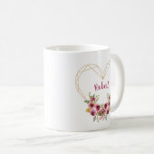 Personalized Heart & Flowers Romantic Mug コーヒーマグカップ (正面右)